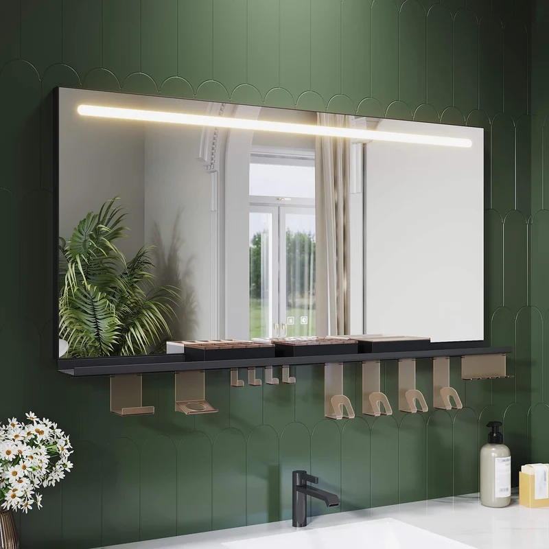 SONNI Badezimmerspiegel mit Beleuchtung 120x60 cm, LED Badspiegel mit Ablage, 3 einstellbare Lichtfarbe, Anti-Beschlag Wandspiegel mit Touchschalter