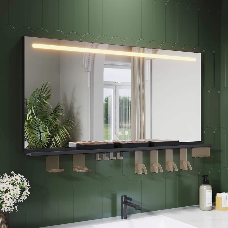 SONNI Badezimmerspiegel mit Beleuchtung 120x60 cm, LED Badspiegel mit Ablage, 3 einstellbare Lichtfarbe, Anti-Beschlag Wandspiegel mit Touchschalter