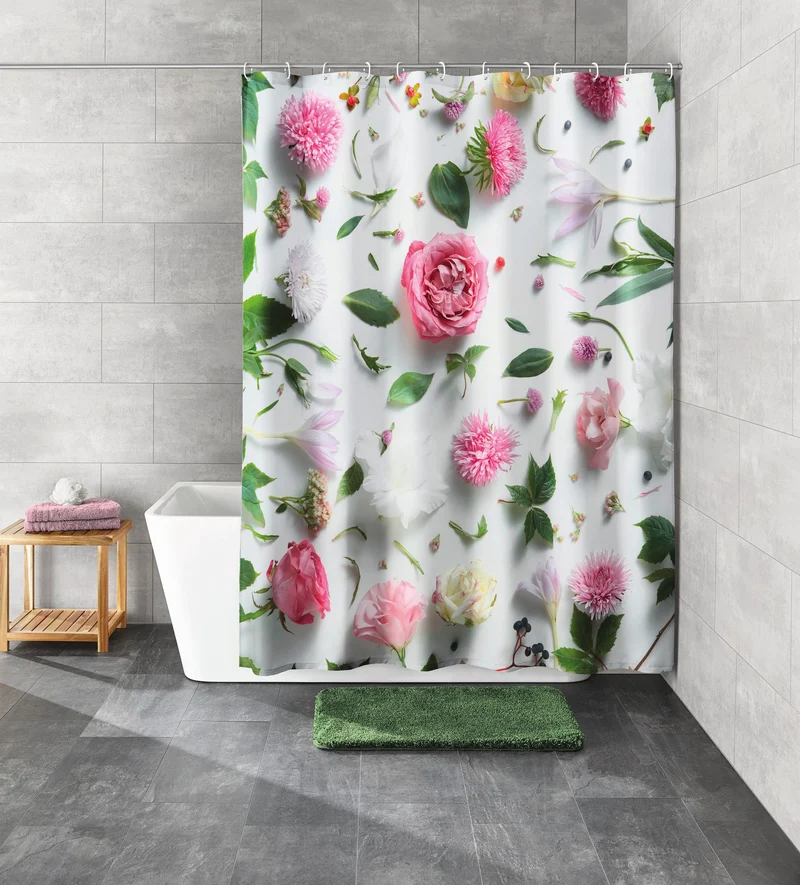 Duschvorhang Textil ROSALIE Multicolor 180 x 180 cm