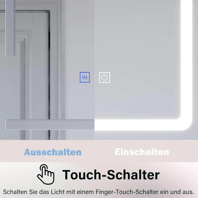 SONNI Bad Spiegelschrank mit Beleuchtung und Steckdose, 65x60cm, Metall Badschrank mit Spiegel und und Regale, 3 Farbtemperatur dimmbare, Antibeschlag, Schwarz