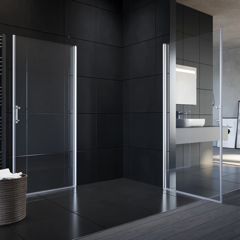 SONNI Duschkabine Eckeinstieg Pendeltür Dusche ESG Glas mit NANO Beschichtung Höhe 185cm/195cm