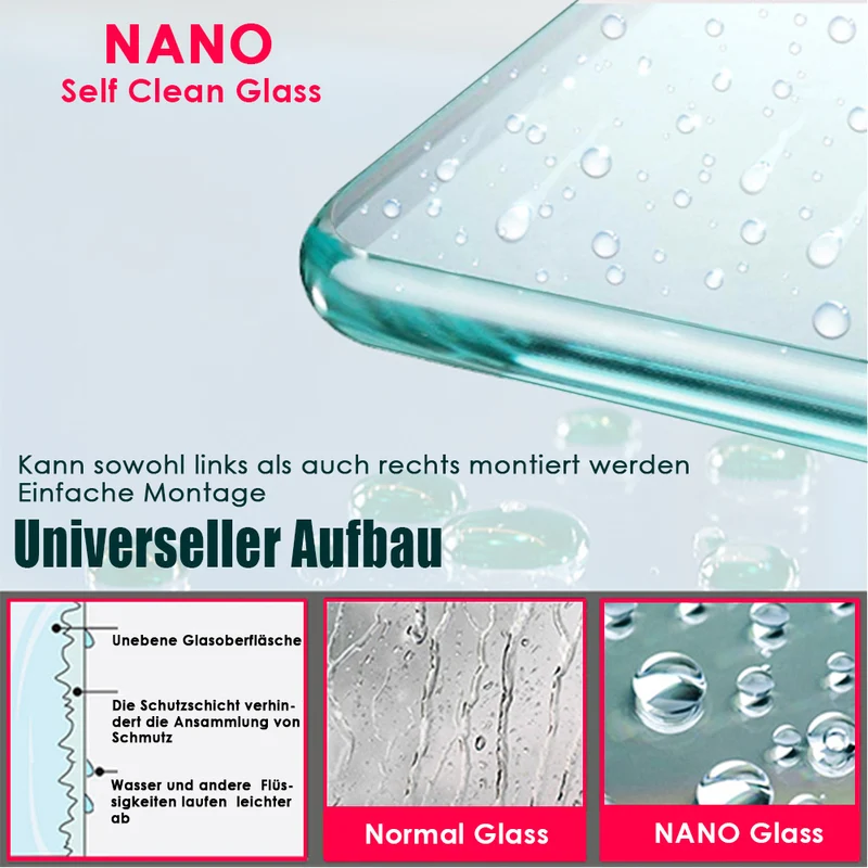 SONNI Duschkabine Eckeinstieg Pendeltür Dusche ESG Glas mit NANO Beschichtung Höhe 185cm/195cm