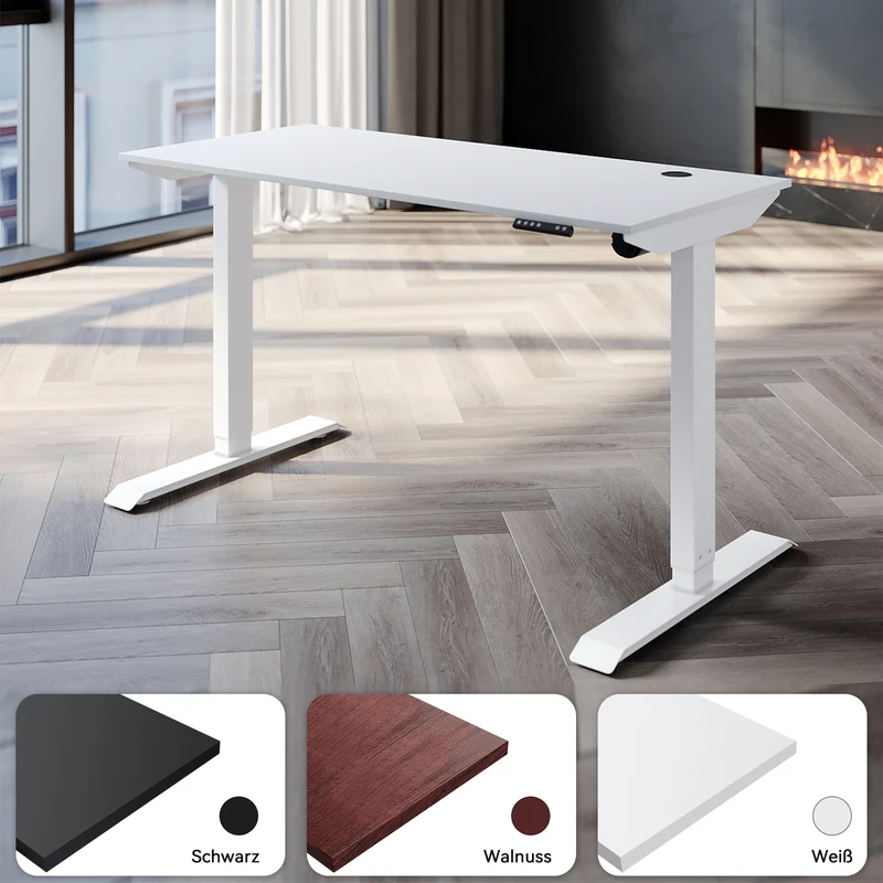 SONNI Höhenverstellbarer Schreibtisch Elektrisch 120 x 60 cm Leiser Betrieb mit Speicher-Steuerung und Kollisionschutz Funktion