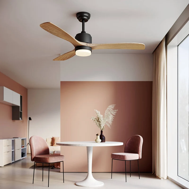 SONNI Deckenventilator mit Beleuchtung und Fernbedienung, 132 cm/, 5 Geschwindigkeiten, 3-Farben-Licht, DC-Motor/35W, Leise, Sommer-Winterbetrieb