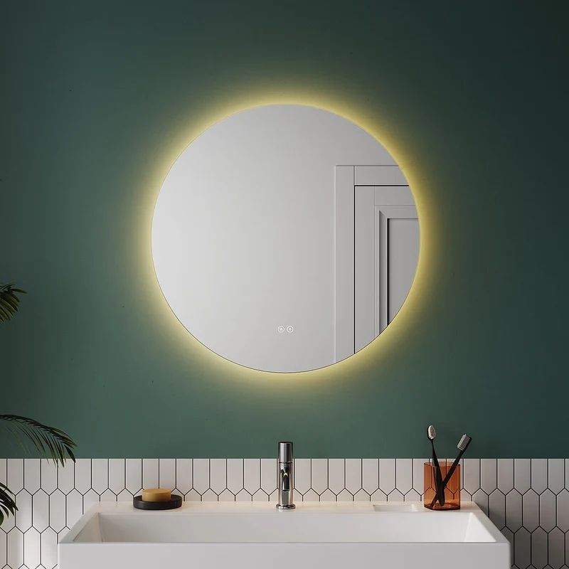 SONNI Badspiegel mit Beleuchtung Rund 3 Lichtfarbe einstellbar Beschlagfrei Runder Wandspiegel mit Touch für Badezimmer Lichtspiegel Warmweißes/Kaltweiße/Neutralweiß