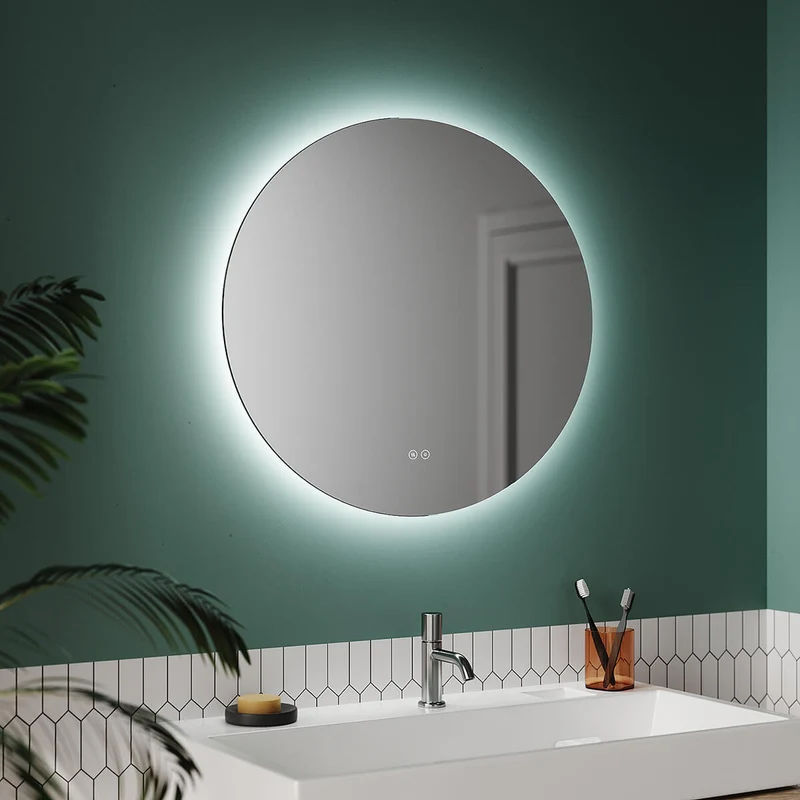 SONNI Badspiegel mit Beleuchtung Rund 3 Lichtfarbe einstellbar Beschlagfrei Runder Wandspiegel mit Touch für Badezimmer Lichtspiegel Warmweißes/Kaltweiße/Neutralweiß
