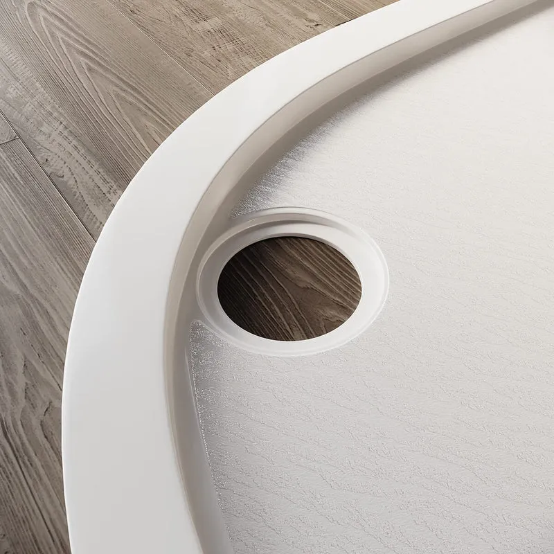 SONNI Oval Duschtasse - Niedrigprofil Duschwanne mit 550 mm Radius, Extra Flach, SMC, Inklusive Ablaufgarnitur