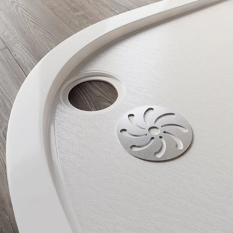 SONNI Oval Duschtasse - Niedrigprofil Duschwanne mit 550 mm Radius, Extra Flach, SMC, Inklusive Ablaufgarnitur