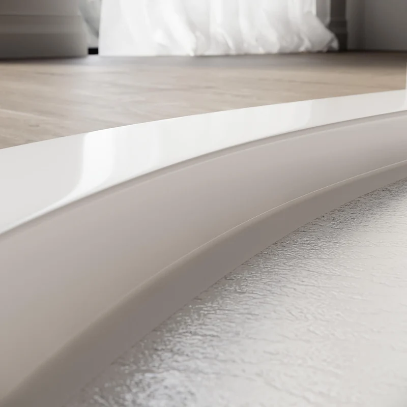 SONNI Oval Duschtasse - Niedrigprofil Duschwanne mit 550 mm Radius, Extra Flach, SMC, Inklusive Ablaufgarnitur