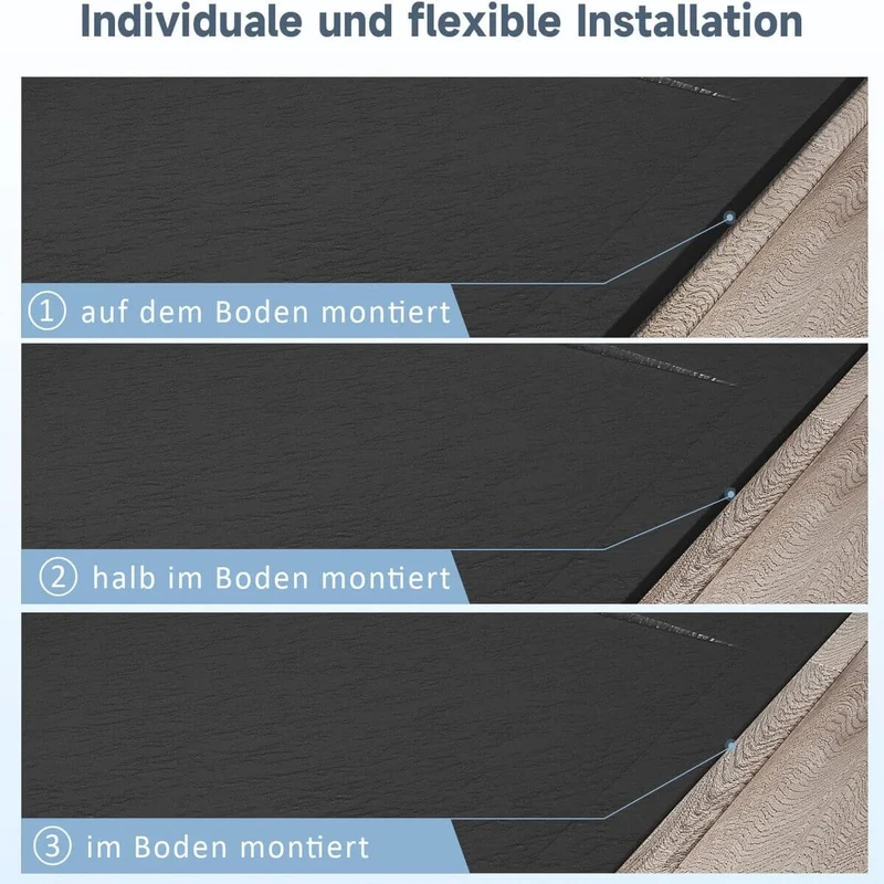 SONNI Duschwanne 120x90/140x90 cm Flach Duschtasse mit Ablaufgarnitur Komplettset Rechteckig Duschtassen Schieferoptik