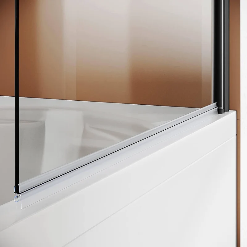 SONNI Duschwand für Badewanne mit Seitenwand Schwarz NANO-GLAS Badewannenaufsatz faltbar Duschabtrennung Badewanne 80x140 cm(BxH)