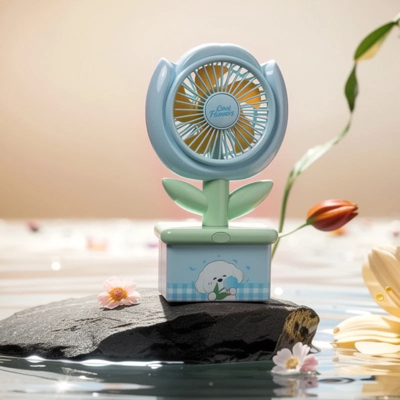 Søt blomstermotiv bærbar vifte Luvikno