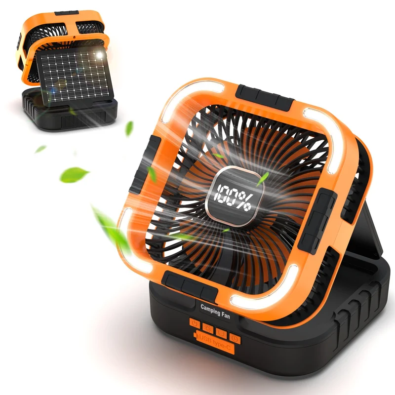 Solar-drevet campingvifte med LED-lys Luvikno