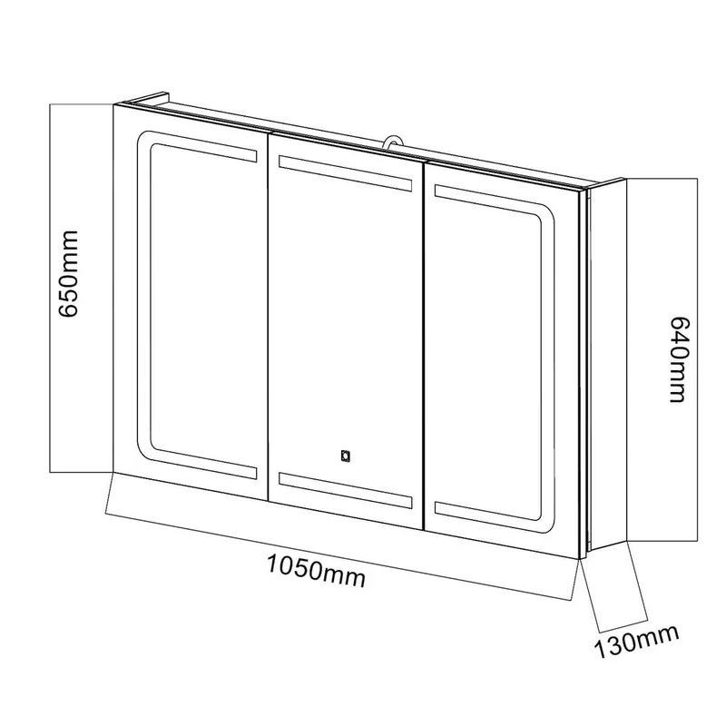 SONNI Spiegelschrank mit Beleuchtung LED Edelstahl 3türig Spiegelschrank Bad mit Touchschalter und Steckdose