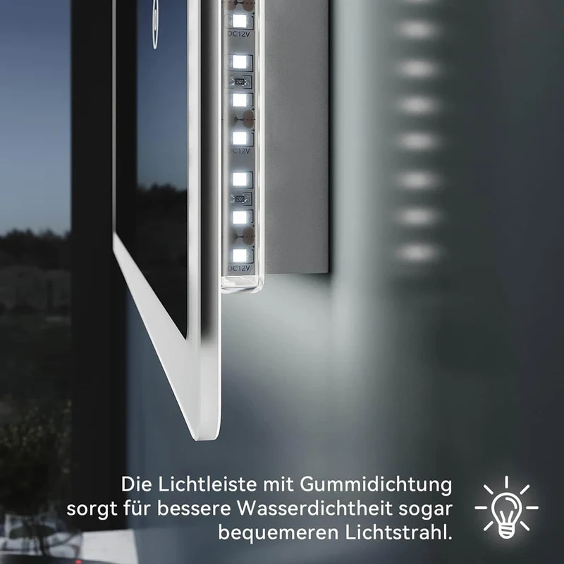 SONNI Badspiegel mit Beleuchtung 50x70cm beschlagfrei Wandspiegel Badezimmerspiegel mit Touchschalter Kaltweiß 6400K Badspiegel IP44 Energiesparend