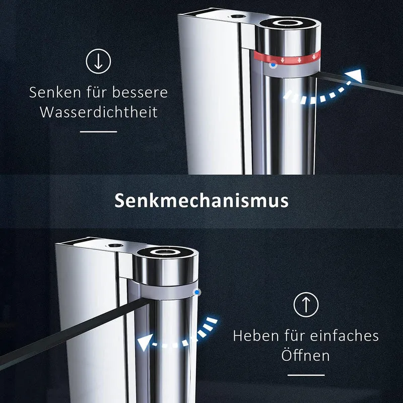 SONNI Duschkabine Eckeinstieg 180° Falttür ESG Glastür 80-120cm Höhe 195cm Quadratisch