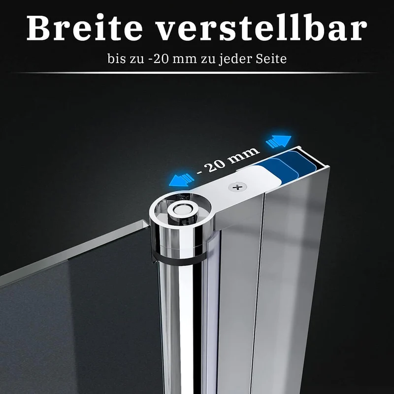 SONNI Duschkabine Eckeinstieg 180° Falttür ESG Glastür 80-120cm Höhe 195cm Quadratisch