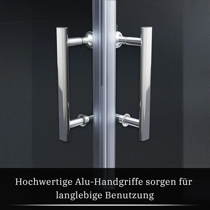 SONNI Duschkabine Eckeinstieg 180° Falttür ESG Glastür 80-120cm Höhe 195cm Quadratisch