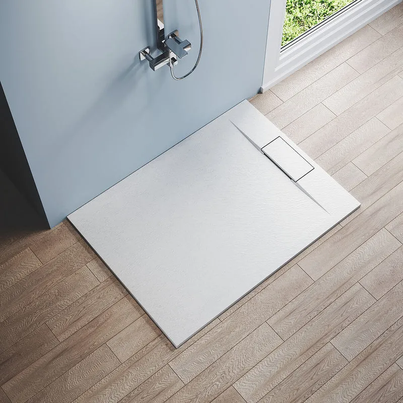 SONNI Design Duschwanne Weiß Duschtasse Flach aus SMC Brausewanne Super Flache 120 /140 x 90 cm mit Ablaufgarnitur ,Antirutsch