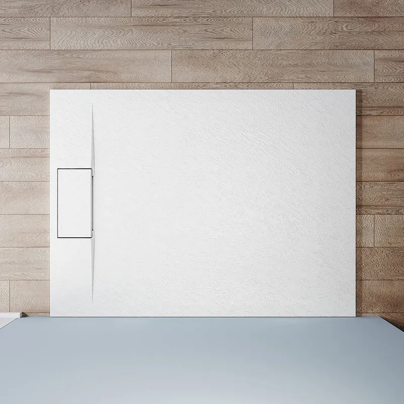 SONNI Design Duschwanne Weiß Duschtasse Flach aus SMC Brausewanne Super Flache 120 /140 x 90 cm mit Ablaufgarnitur ,Antirutsch