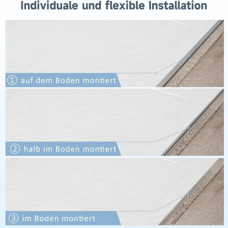 SONNI Design Duschwanne Weiß Duschtasse Flach aus SMC Brausewanne Super Flache 120 /140 x 90 cm mit Ablaufgarnitur ,Antirutsch