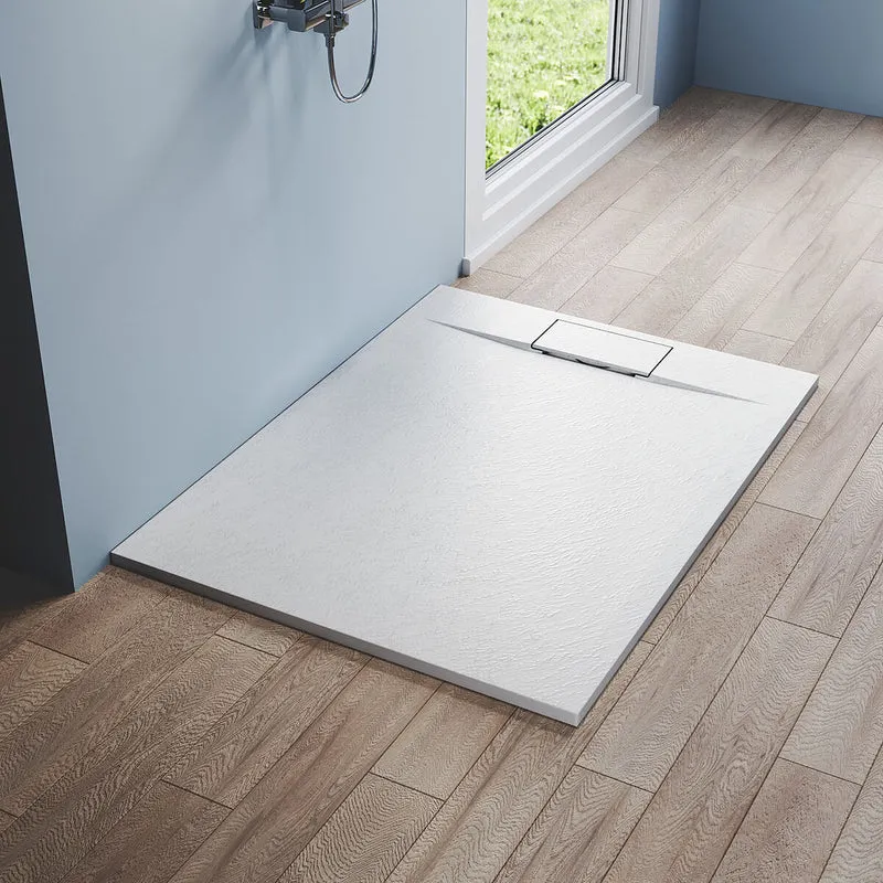 SONNI Design Duschwanne Weiß Duschtasse Flach aus SMC Brausewanne Super Flache 120 /140 x 90 cm mit Ablaufgarnitur ,Antirutsch