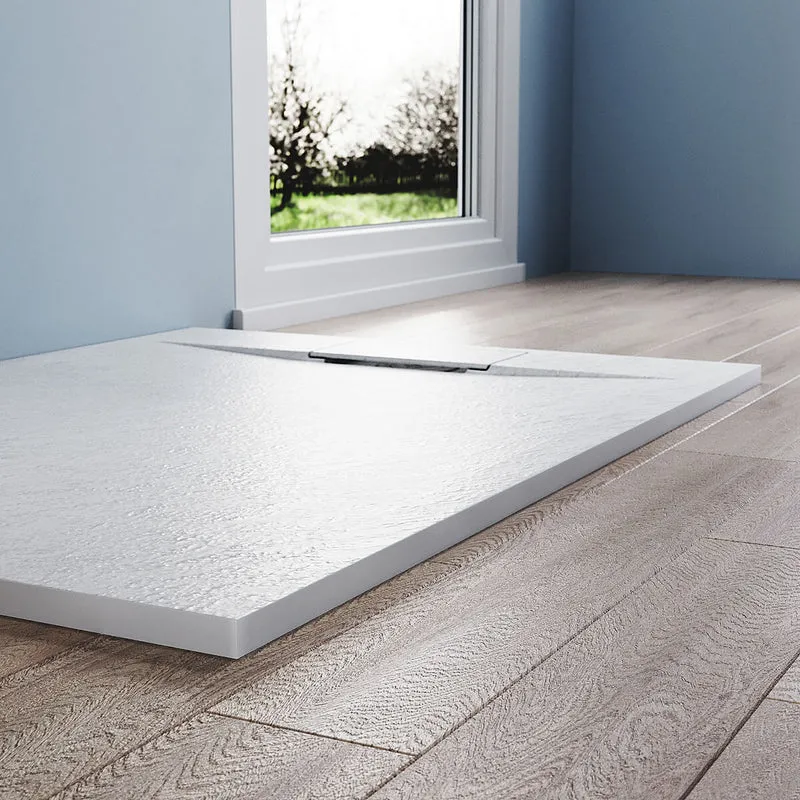 SONNI Design Duschwanne Weiß Duschtasse Flach aus SMC Brausewanne Super Flache 120 /140 x 90 cm mit Ablaufgarnitur ,Antirutsch