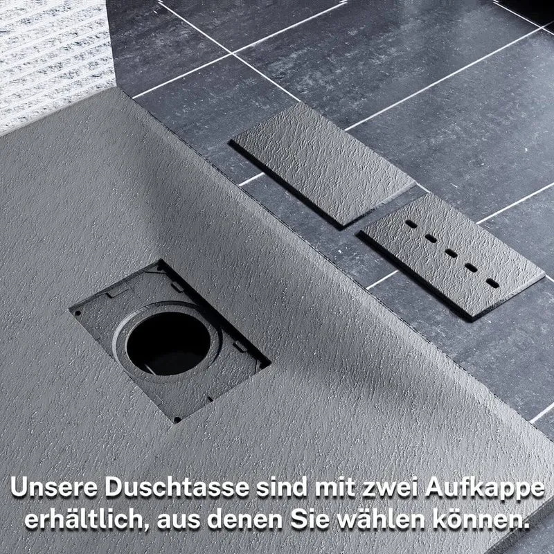 SONNI Design Duschwanne Flache SMC Duschtasse Antirutsch Brausewanne Grau Includes Ablaufgarnitur