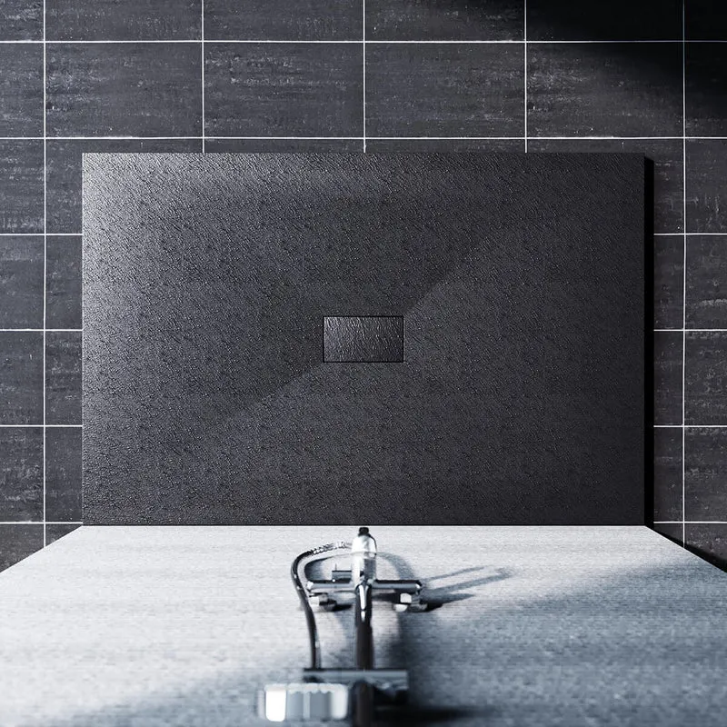 SONNI Design Duschwanne Flache SMC Duschtasse Antirutsch Brausewanne Grau Includes Ablaufgarnitur