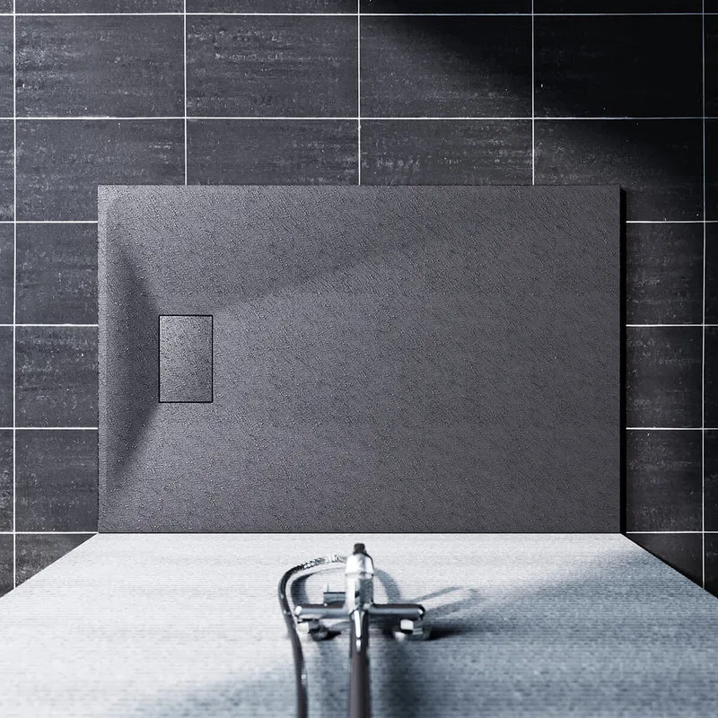 SONNI Design Duschwanne Flache SMC Duschtasse Antirutsch Brausewanne Grau Includes Ablaufgarnitur