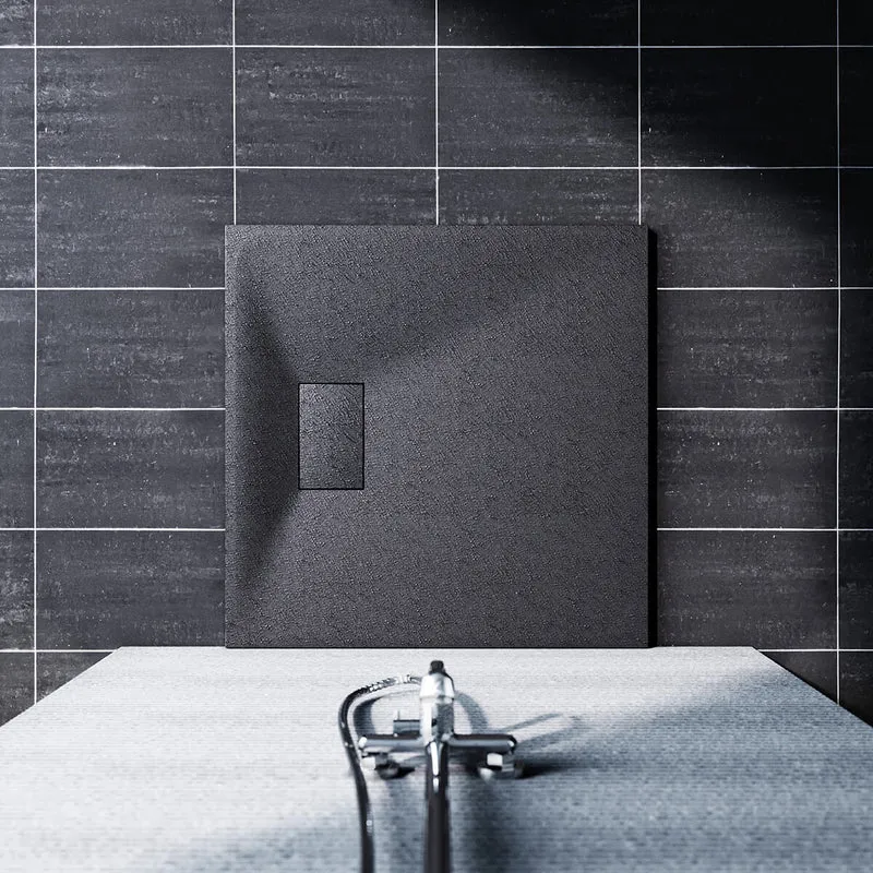 SONNI Design Duschwanne Flache SMC Duschtasse Antirutsch Brausewanne Grau Includes Ablaufgarnitur