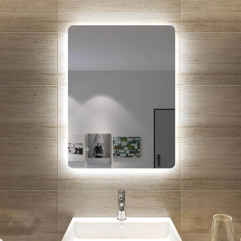 SONNI LED Badspiegel Lichtspiegel LED Spiegel Wandspiegel mit Touch-Schalter badspiegel mit Beleuchtung 80x60 cm Kaltweiß 6400K