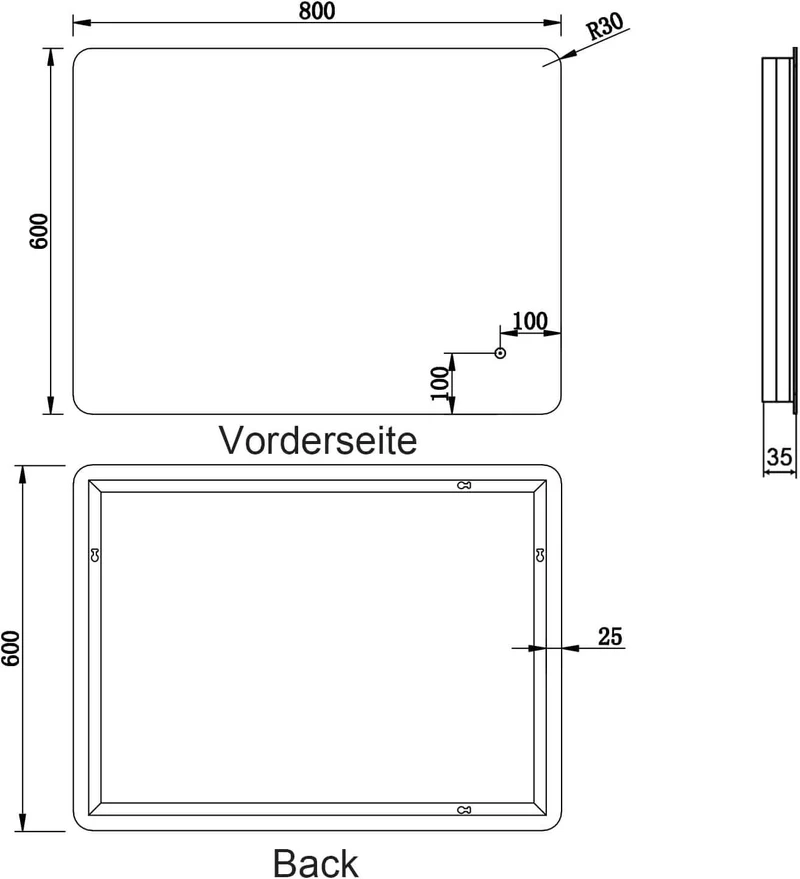 SONNI LED Badspiegel Lichtspiegel LED Spiegel Wandspiegel mit Touch-Schalter badspiegel mit Beleuchtung 80x60 cm Kaltweiß 6400K