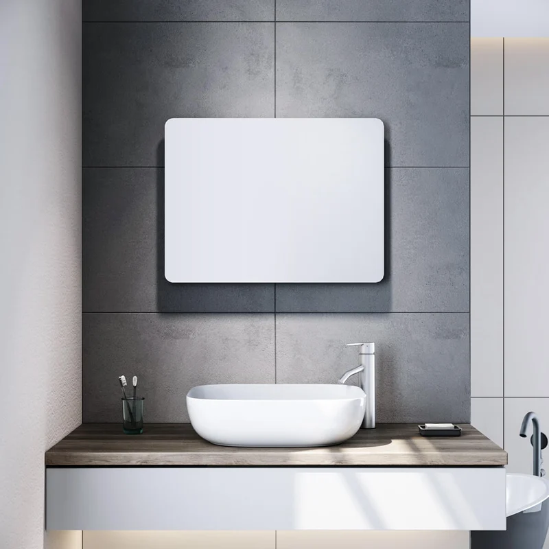 SONNI Badspiegel mit Beleuchtung 80x60 cm und 5.0 Bluetooth Beschlagfrei LED Badspiegel mit Touch-Schalter Wandspiegel Kaltweiße 6400K IP44