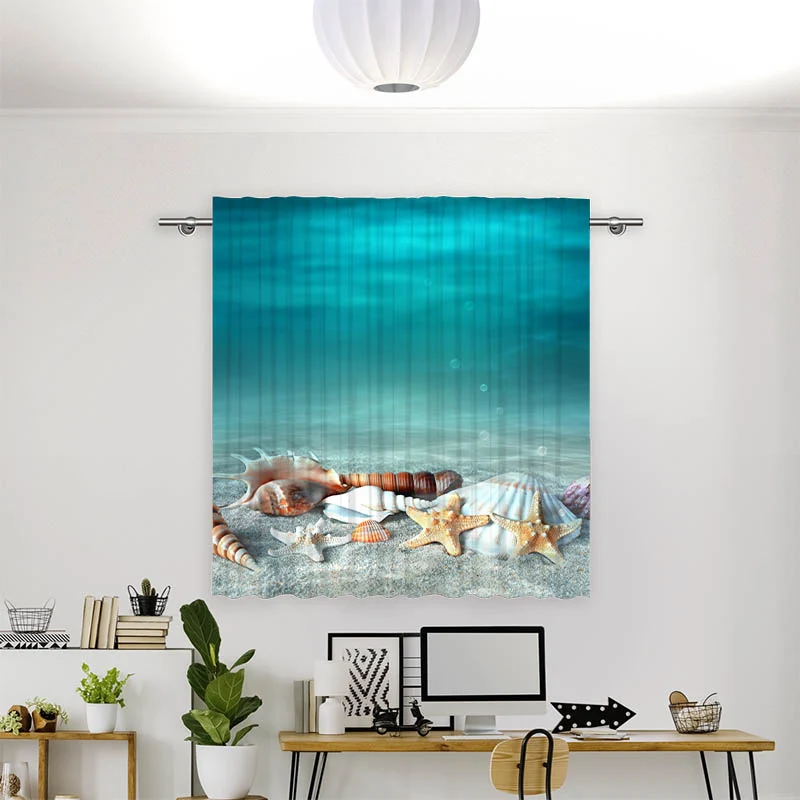 Vorhang Motiv "Muschel und Seestern am Strand"