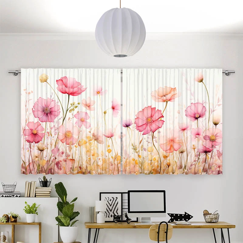 Vorhang Motiv "Aquarell Rosen und Mohn"