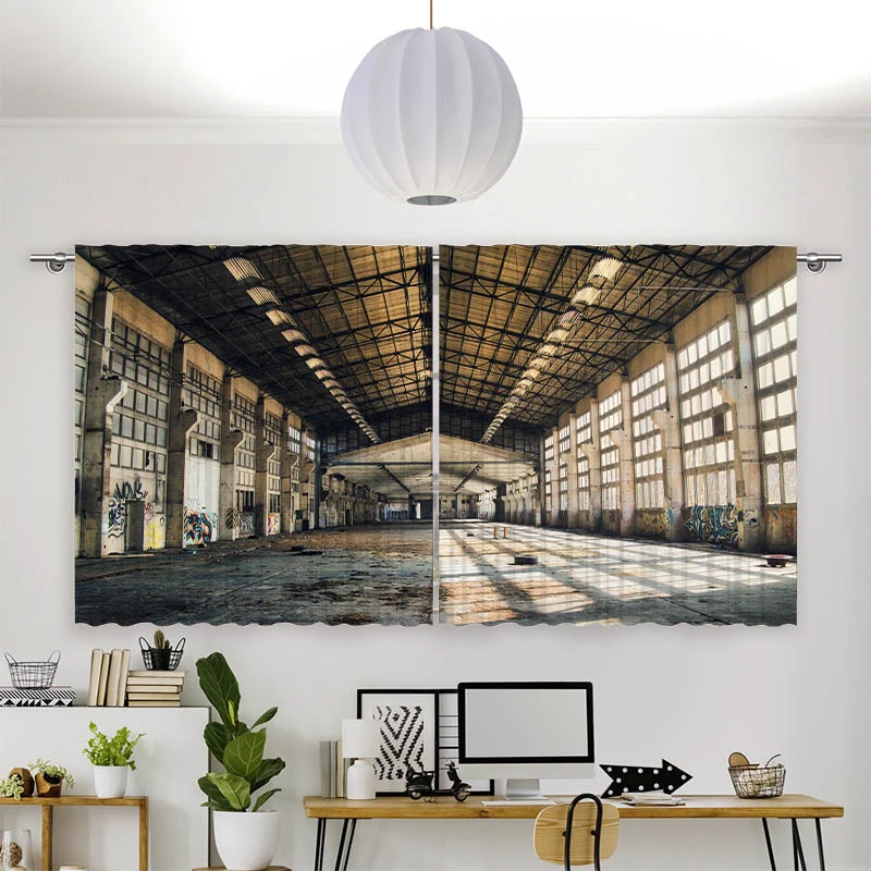 Vorhang Motiv "Verlassene Industriehalle"