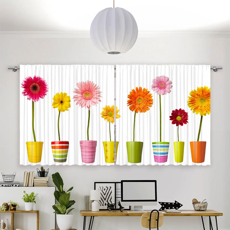 Vorhang Motiv "Bunte Topfblumen"