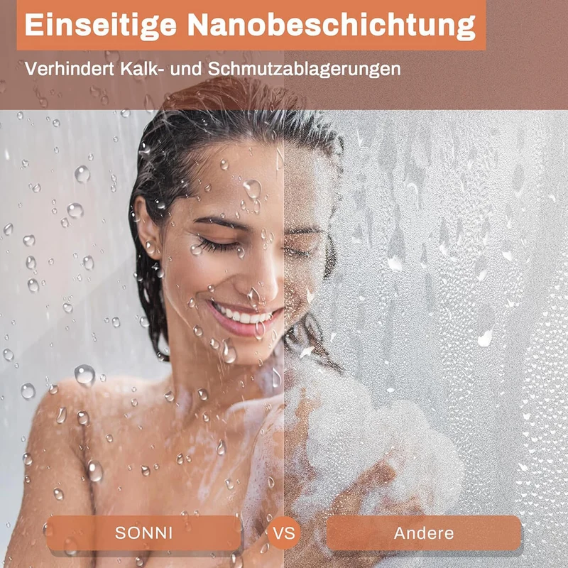 Sonni Eckeinstieg Duschkabine Schwarzes Pendeltür Dusche 195cm HöHe Mit PendeltüRen Pendeltür 6mm Nano Esg-Glas Scharniertür Duschabtrennung Ohne Rahmen