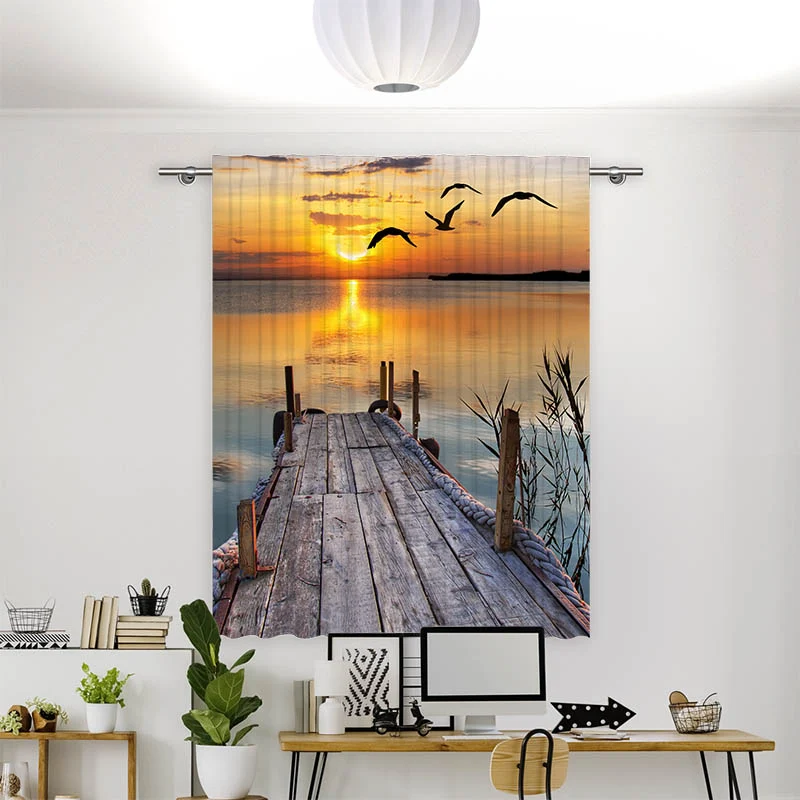 Vorhang Motiv "See Steg Sonnenuntergang"
