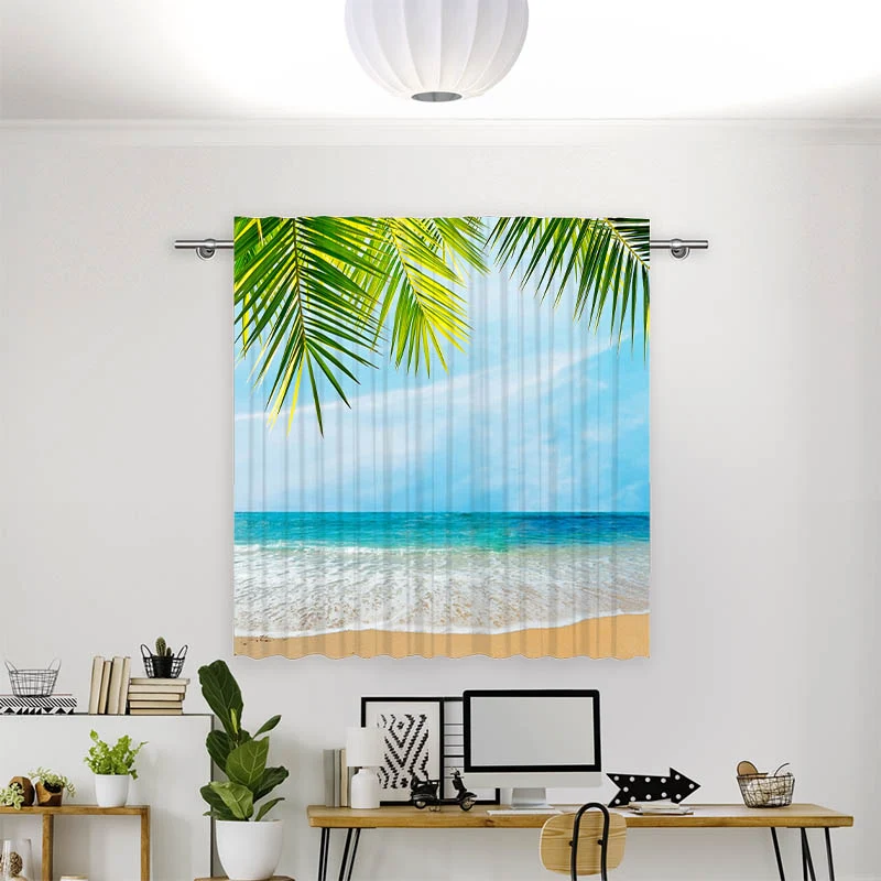 Vorhang Motiv "Palmenblaetter Meer"