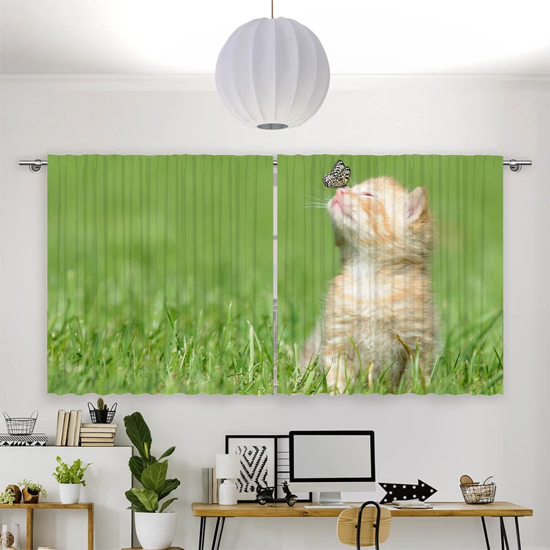Vorhang Motiv "Kitten und Schmetterling"