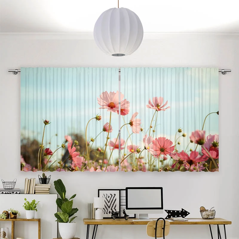 Vorhang Motiv "Kosmeen Blumenwiese Rosa Blumen"