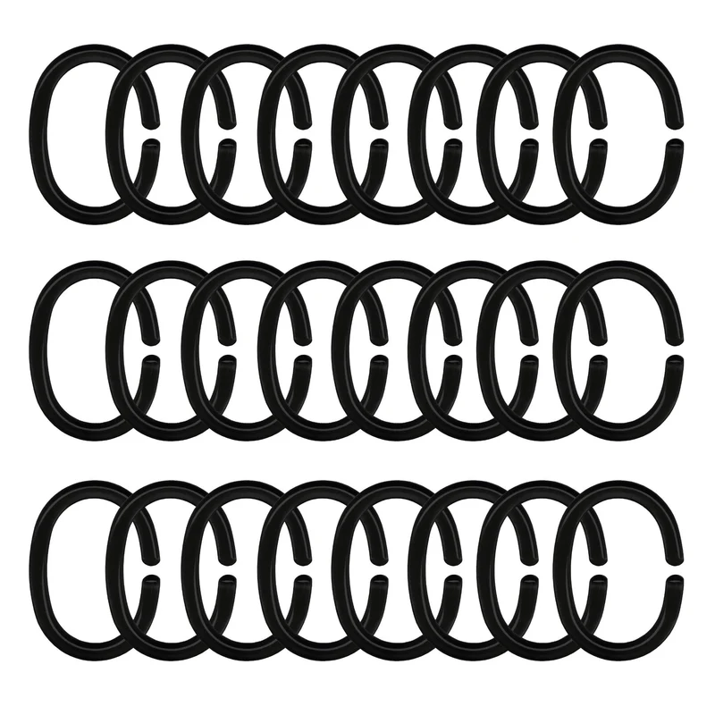Doppelpack Duschvorhang-Ringe Schwarz Set 24-teilig