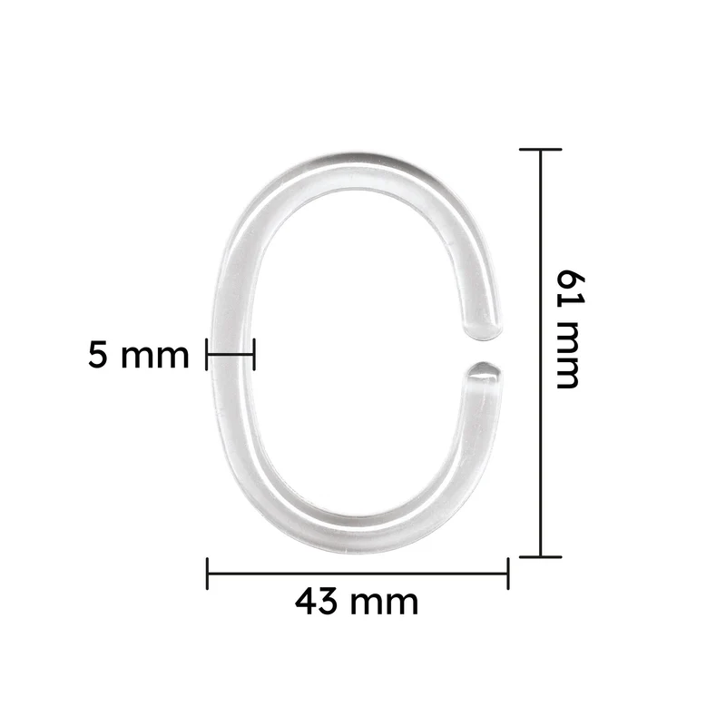 Duschvorhang-Ringe Glasklar Set 12-teilig