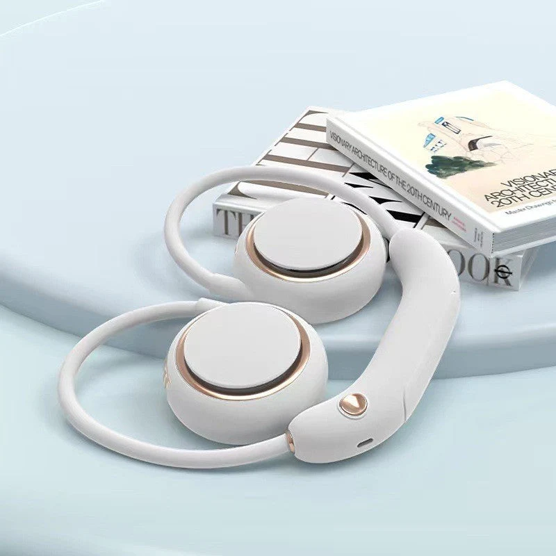 Kjøling handsfree oppladbar dual bjørneøre nakke vifte med justerbare hastigheter Luvikno