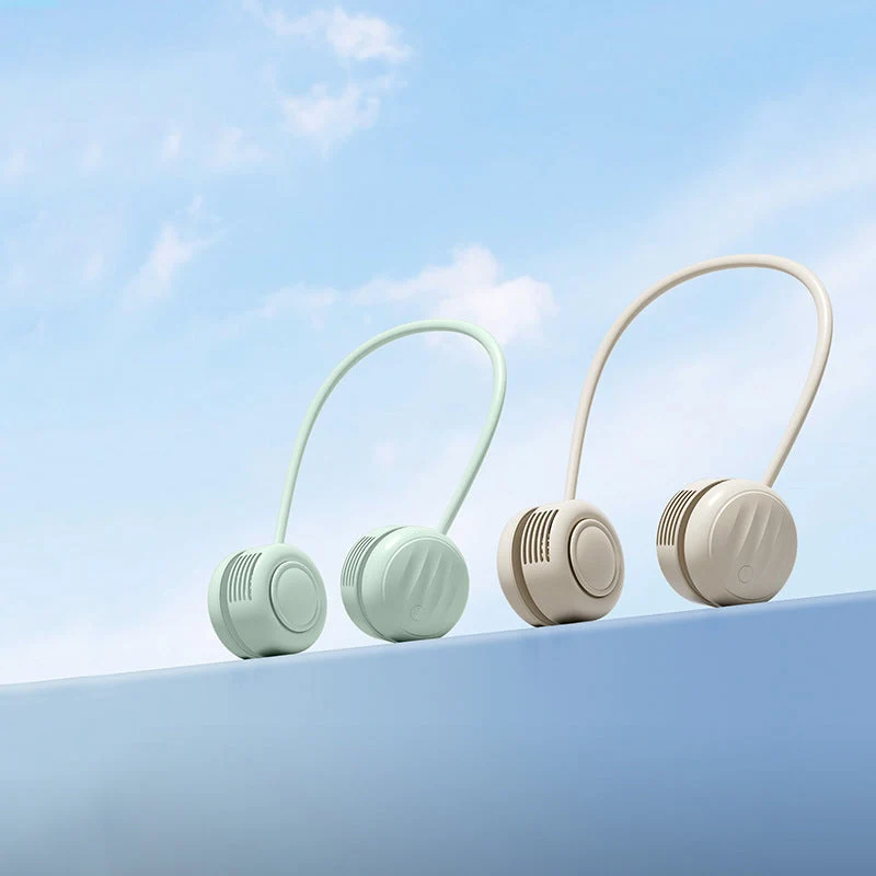 Kjølende handsfree dual-hodet bærbar nakkevifte med fleksibel gåsehals og USB-C opplading Luvikno
