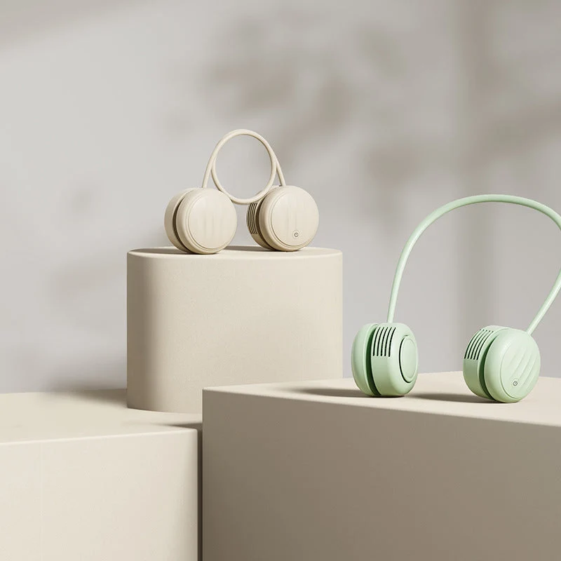 Kjølende handsfree dual-hodet bærbar nakkevifte med fleksibel gåsehals og USB-C opplading Luvikno