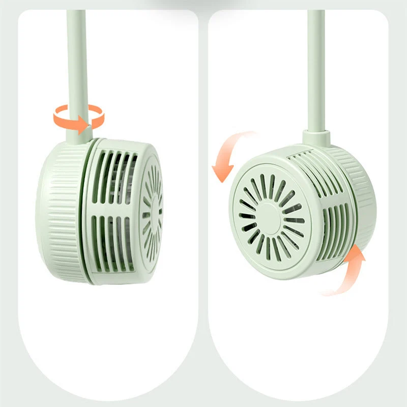 Kjølende hender-fri dual-hodet oppladbar nakke-vifte med fleksibel gåsnek og justerbar luftstrøm Luvikno