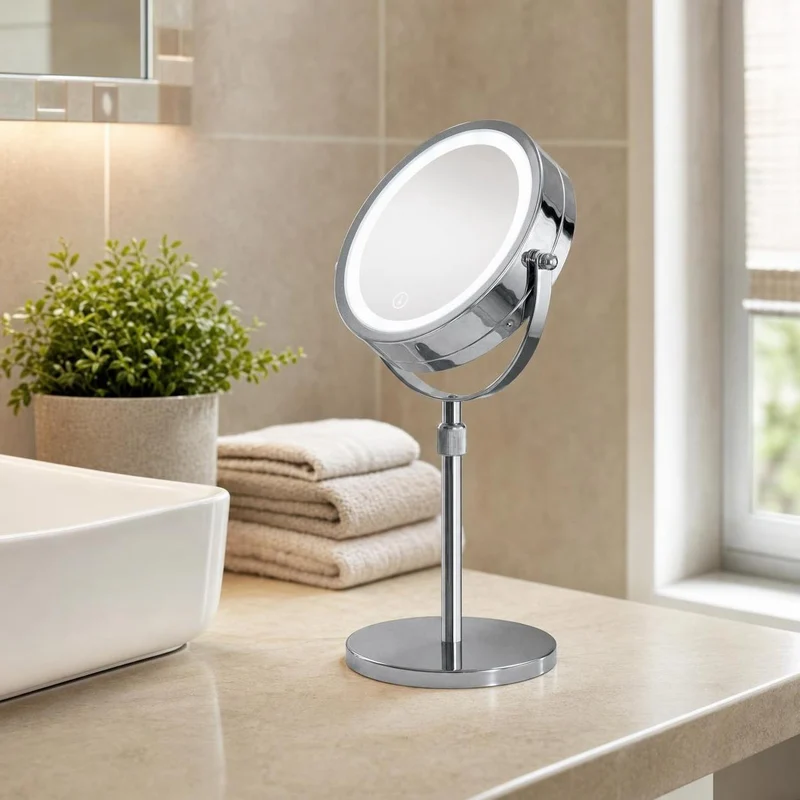LED-Kosmetikspiegel LEVEL MIRROR Silberfarben
